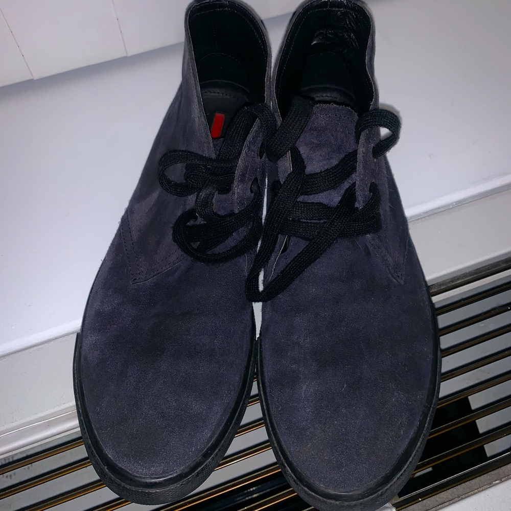 prada black suede high top sneaker boots - size 8.5